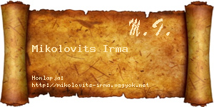 Mikolovits Irma névjegykártya